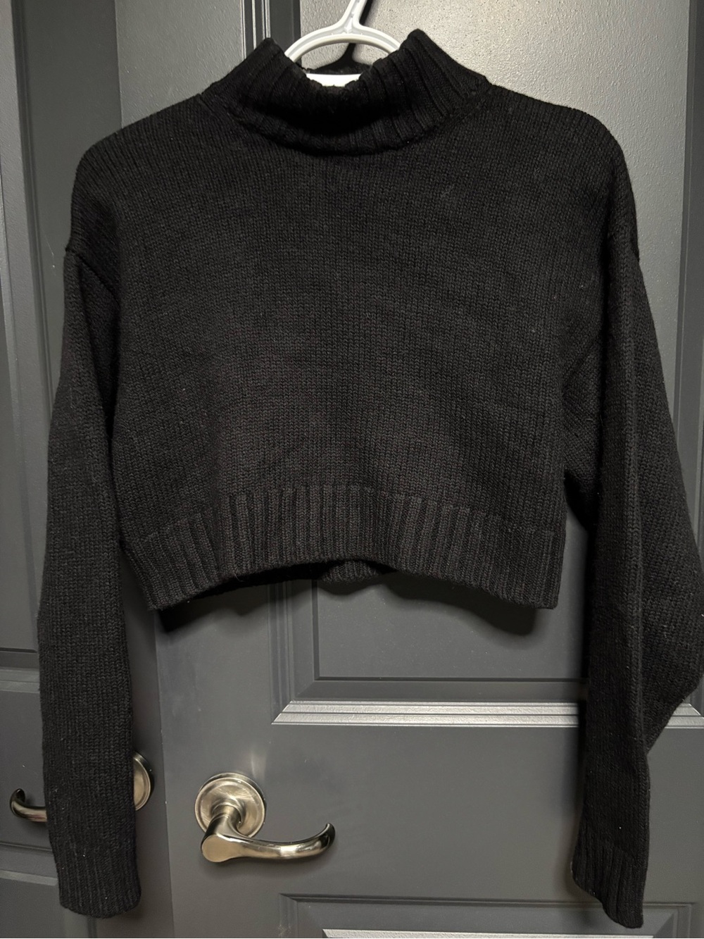 Wilfred Black Cropped Turtleneck Merino Wool Sweater